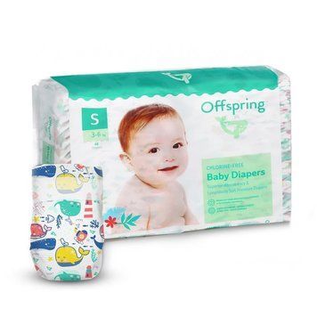 Подгузники Offspring Willy the Whale, размер 2 (S), 3-6 кг, 48 шт. DP-OI-FAT-S48P-WTW фото